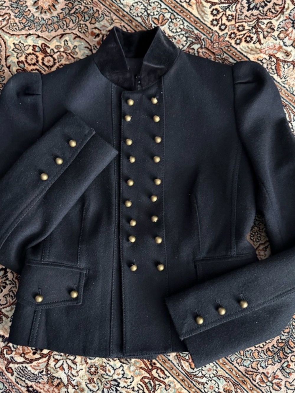 Robert Rodriguez Black Military-Style Button Front Jacket